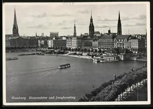 AK Hamburg-Neustadt, Binnenalster, Jungfernstieg