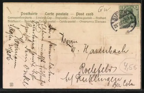 AK Weihnachtsmann trägt einen Tannenbaum auf der Schulter