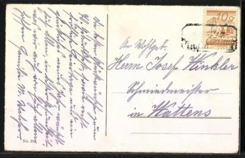 AK Weihnachtsmann mit Geschenken spricht mit kleinem Mädchen