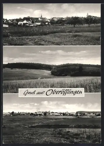 AK Oberöfflingen, Ortsansichten mit umliegenden Feldern