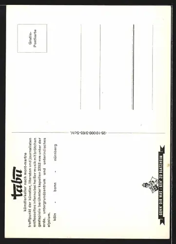 AK Bonn, Gasthaus Künstlerkeller Tabu (Tabu-Keller), Innen