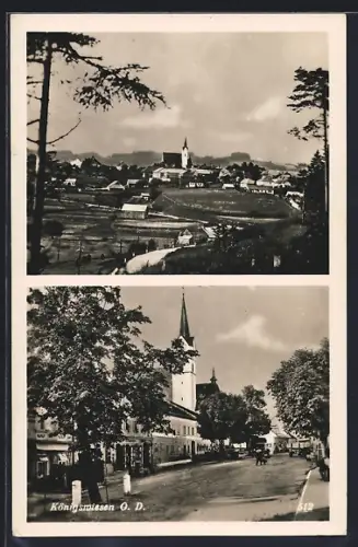 AK Königswiesen O. D., Gesamtansicht und Strassenpartie mit Kirche