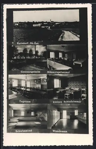 AK Katsdorf, Genesungsheim, verschiedene Innenansichten, Stadtpanorama