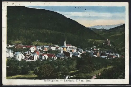 AK Landeck /Tirol, Ortsansicht mit Umgebung aus der Vogelschau