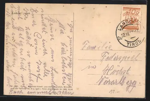 AK Landeck /Tirol, Ortsansicht mit Umgebung aus der Vogelschau