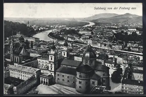 AK Salzburg, Totalansicht von der Festung aus