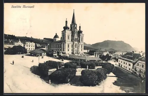 AK Mariazell, Basilika mit Anlage und Umgebung, Panorama