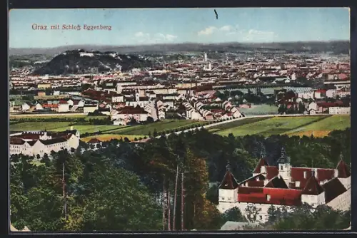 AK Graz, Totalansicht mit Schloss Eggenberg