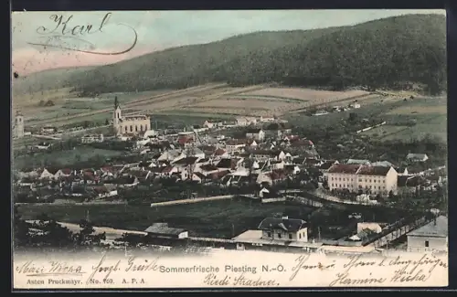 AK Piesting /N.-Ö., Teilansicht mit Kirche