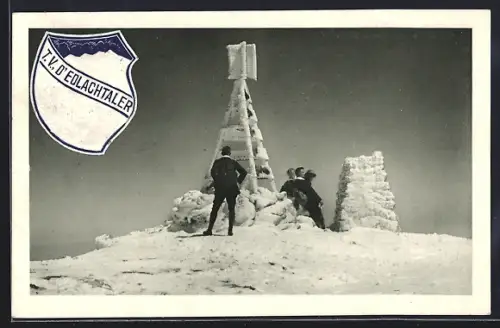 AK Kaiserstein, Gipfel mit Eisgebilden und Besuchern