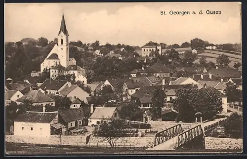AK St. Georgen a. d. Gusen, Blick über die Dächer
