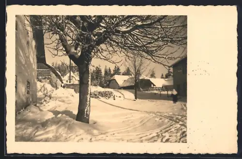 AK Kirchschlag bei Linz, Ortspartie im Schnee