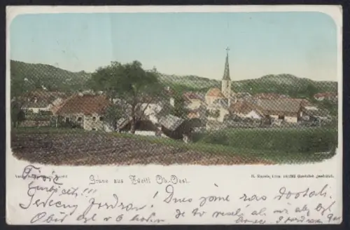 AK Zwettl /Ob.-Oest., Teilansicht mit Kirche