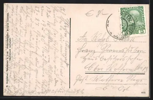 AK St. Martin im Mühlkreis, Ortspartie mit Kirche