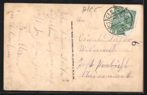 AK St. Stefan a. Walde, Ortspartie mit Kirche