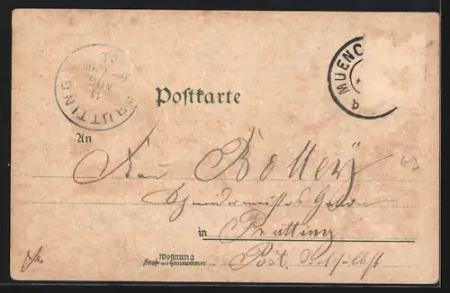 Lithographie Neustift / Stubaithal, Teilansicht