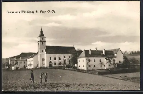 AK Windhaag, Ortsansicht mit Kirche