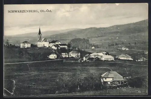 AK Schwarzenberg /Ob.-Öst., Ortsansicht mit der Kirche