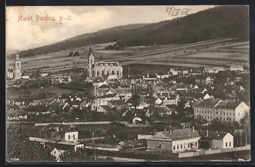 AK Markt Piesting /N.-Ö., Teilansicht mit Kirche