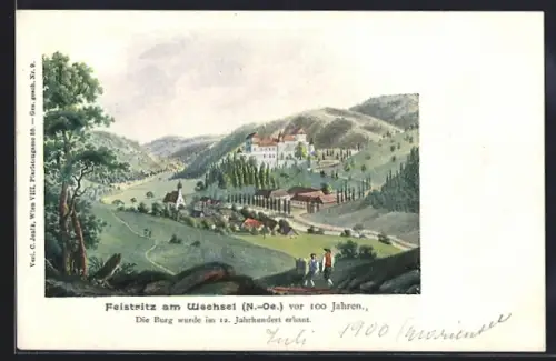 AK Feistritz am Wechsel, Blick auf die Burg, Burg wurde im 12. Jahrhundert gebaut