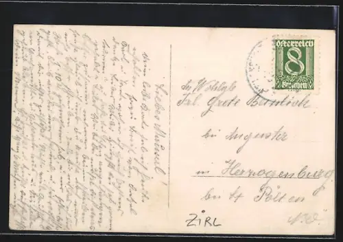 AK Hochzirl, Gäste in Liegestühlen auf einer Gartenterrasse