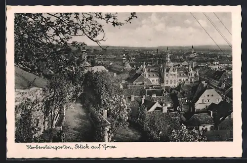 AK Graz, Herbersteingarten mit Blick auf den Ort