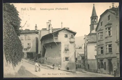 AK Hall i. Tirol, Strasse Salvatorgasse Pfaffenbihl