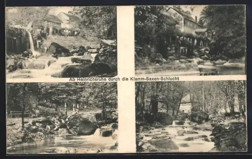 AK Klam bei Grein, Heinrichsruhe, Klamm-Saxen-Schlucht, Wasserfall, Uferpartie, Ortspartie