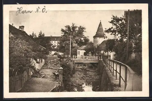 AK Horn /N.-Ö., Kanal mit Brücke