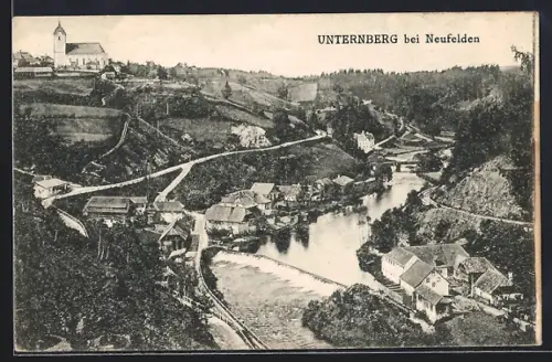 AK Neufelden, Unternberg, Teilansicht mit Kirche