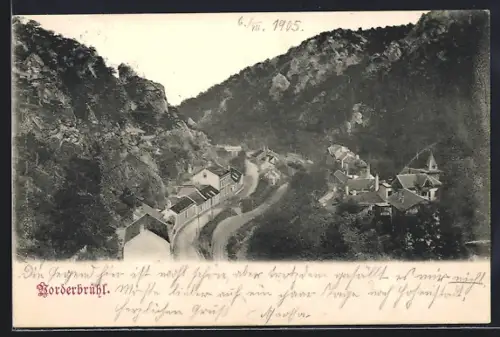 AK Vorderbrühl, Strassenpartie mit Bergen