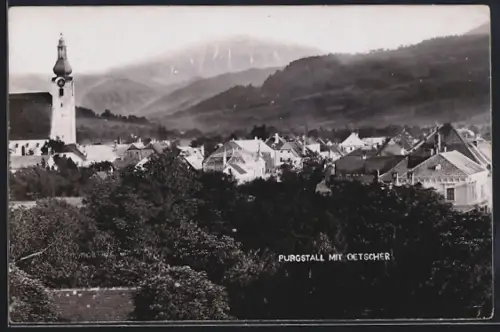 AK Purgstall /Erlauf, Teilansicht mit Kirche und Oetscher