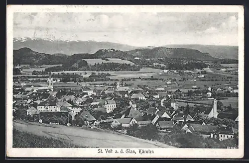 AK St. Veit a. d. Glan, Teilansicht mit Bergen