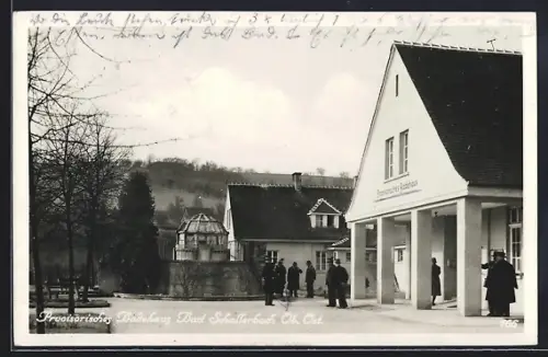 AK Bad Schallerbach /Ob. Öst., Am Provisorischen Badehaus, mit Pavillon