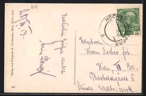 AK Hochschneeberg, Eisenbahnhotel mit Kaiser Franz Josef-Weg und Gruselwarte