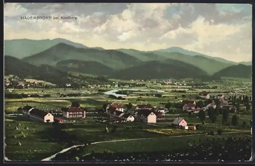AK Hadersdorf bei Kindberg, Teilansicht mit Bergen