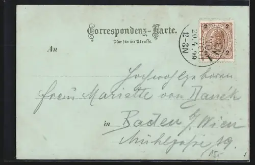 Mondschein-AK Flirsch, Ortspartie mit Bergen