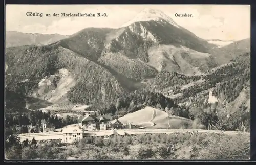AK Gösing an der Mariazellerbahn, Panorama mit Oetscher