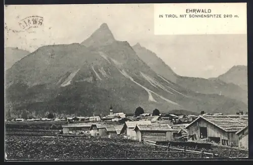 AK Ehrwald, Ortsansicht mit Sonnenspitze