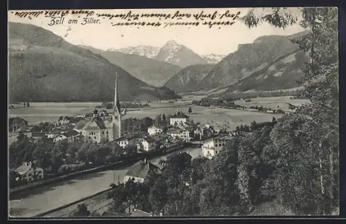 AK Zell am Ziller, Teilansicht mit Kirche