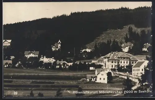 AK Mönichkirchen, Ortspartie mit Hotel Lang