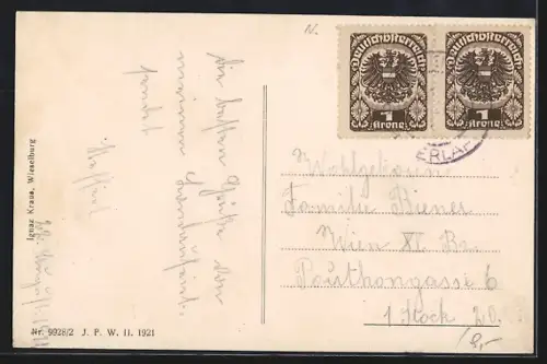 AK Wieselburg a. d. Erlauf, Panorama mit Kirche und Boot