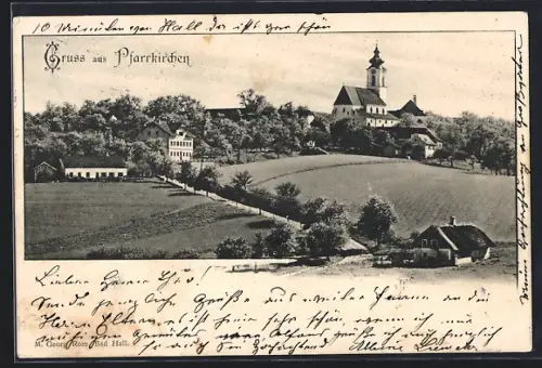 AK Pfarrkirchen, Ortspartie mit Kirche