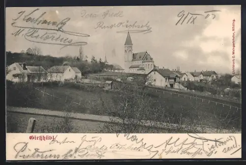 AK Giesshübl, Ortsansicht mit Kirche