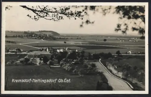 AK Ansfelden, Kremsdorf-Nettingsdorf, Blick von einer Anhöhe auf das Dorf
