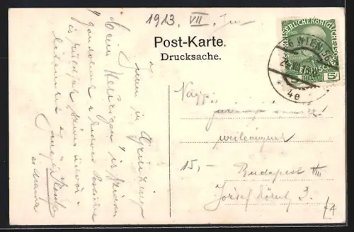 AK Wien, Grinzing, Strassenpartie aus der Sicht eines Betrunkenen