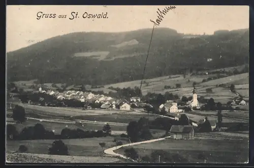 AK St. Oswald /O.-Oe., Ortspanorama