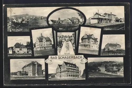 AK Bad Schallerbach, Totalansicht, Bad, Bahnhof, Kurhäuser
