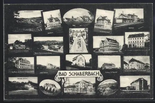 AK Bad Schallerbach, Hotel Schallerbacherhof, Bahnhof, Hotel Bellevue, Pension Bristol, Breitwieser`s Gasthof