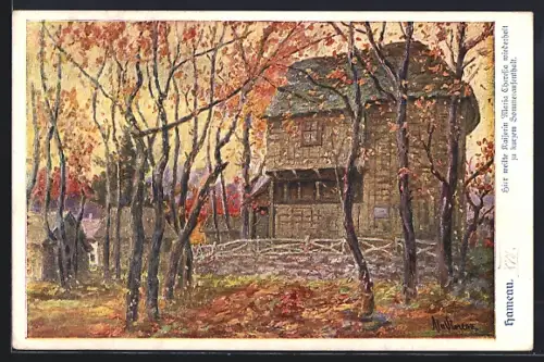 Künstler-AK Wien, Haus Hameau, Sommeraufenthaltsort von Kaiserin Theresia